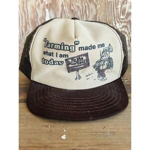 Vintage Hat Cap Snap back Trucker Farming Made Me What I Am Today Poorhouse Farm
